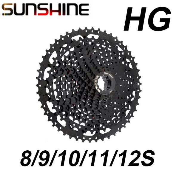 Sunshine Black Cassette 8S 9S 10S 11S 12S MTB Bike Road Bicycle Free Wheel 11V 12V 4250T 52T para M5100 M6100 SRAM HG HUB 231221