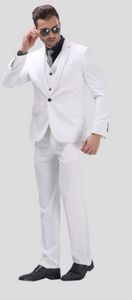 Sunshine Energetic White Groom Tuxedos Notch Lapel Center Vent Men's Wedding Suit Holiday Prom Blazer (Veste + pantalon + cravate + Gilet) NO: 04