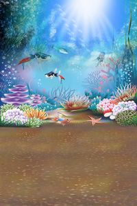 Soleil à travers l'océan bleu sous la mer photographie arrière-plan poissons enfants enfants dessin animé Photo stand toile de fond