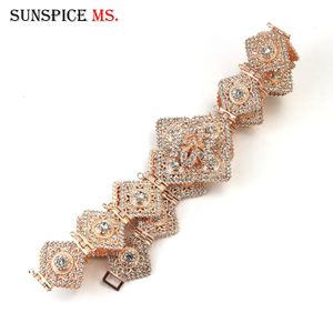 Sunspicems Chique Kristal Prismatische Marokkaanse Caftan Riem Metalen Tailleketting Etnische Bruiloft Sieraden Gouden Kleur Arabische Bruidsriem 240110