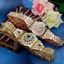 Sunspicems Chic ceinture marocaine pour femmes or argent couleur strass taille chaîne réglable mariée Caftan ceinture bijoux de mariage 240221