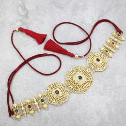 Sunspicems Prachtige hand geweven touwriem voor dames taille ketting bruiloft sieraden Marokko Caftan Arabische gewaad accessoires 240401