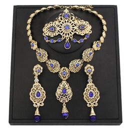 Sunspicems gouden kleur Marokkaanse bruid sieraden sets voor vrouwen CaFtan broche earring ketting set Algerije bloem hanger ketting 240508