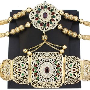 Sunspicems couleur or maroc bijoux Caftan ceinture épaule poitrine chaîne femmes ventre chaîne corps bijoux mariée accessoires de mariage 240110
