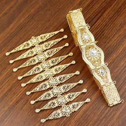 Sunspicems couleur or argent ceinture marocaine plastron cristal ensembles de Bijoux de mariage pour les femmes arabe Caftan Bijoux cadeau de mariée 240110