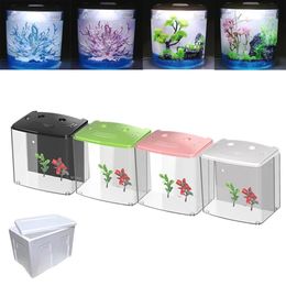 Sunsun 5L Mini Fish Aquarium met waterfilter Stille luchtpomp LED Ecologie Draagbare USB Nano Desktop Aquarium Betta Fish Goldfish 240424