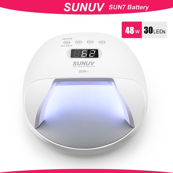 Lámpara SUNUV SUN7, secador de 48W para barniz de Gel con 30 Uds. De LED, máquina de secado de uñas de secado rápido a elección de batería