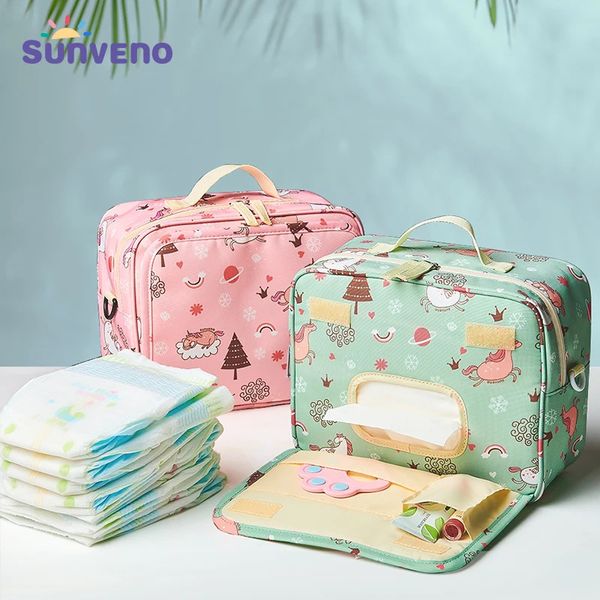 Sac à couches pour bébé Sunveno Sac de maternité pour les impressions de mode réutilisables jetables Sac à couches secs humides pour une couche jetable 2 taille 231227