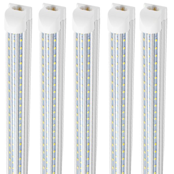 SUNWAY-USA, tubo LED T8 integrado en forma de D, lámpara fluorescente LED de 4 8 pies, 120 W, 8 pies, 3 filas, tubos de luz LED, iluminación de la puerta del refrigerador