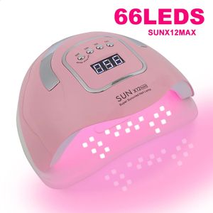 SUNX12 MAX 280W NAIL LAMP ROZE DROYER VOOR MANICURE 66 LEDS UV LICHT SNEL CHERE Autosense -lampen met basis 240415