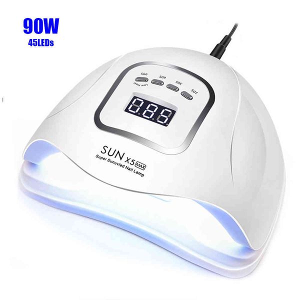 Sunx5 MAX 90/72 / 36W LED Séchoir à ongles 45/36/18 LEDS Lampe de glace UV pour séchage Gel Polish Timer Capteur automatique Outils de manucure