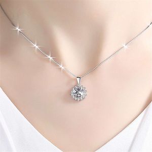 Colgante de mosonita Suower, collar de diamantes de oro, cadena de collar, estilo elegante y simple, regalo a la mejor amiga de la moda