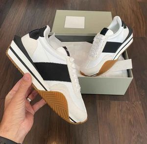 Super 1-1 Qualité Tomford James Sneaker Chaussures Side Stripe Skateboard Marche Daim Nylon Cuir Chunky Semelle En Caoutchouc Mesh Sports Discount