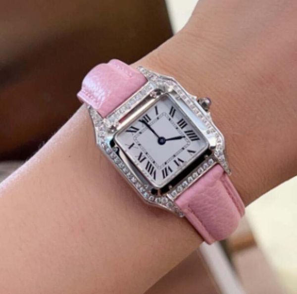 Super 10 Style, nueva versión, relojes de pulsera ultrafinos de 6 mm para mujer, zafiro, 27 mm * 37 mm, borde de diamante, cuarzo suizo, movimiento de cuarzo, correa de cuero, relojes premium para mujer