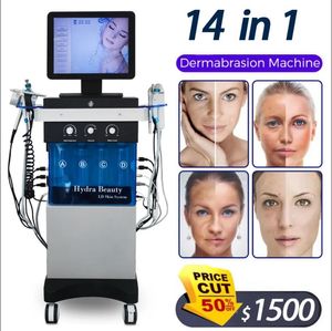 Super 11 en 1 H2O Dermabrasion Machine faciale Aqua Face Clean Microdermabrasion Équipement professionnel pour le visage à l'oxygène Cristal Diamant Peeling à l'eau