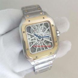 Super 2 stijlen nieuwste versie WHSA0012 mannen Horloges 39mm Japanse Quartz Skeleton Beweging Twee tonen Achter transparant Hoge Q289l