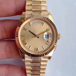 Super 2836 movimiento Relojes de lujo para hombre Movimiento automático de 41 mm Acero inoxidable completo Reloj dorado Cara dorada Mujer Reloj de pulsera romano súper luminoso Montre de luxe