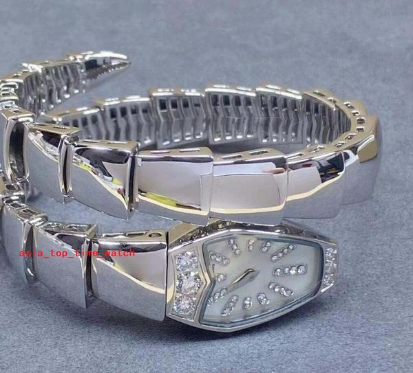 Super 5 Styles Nouvelle version 103250 Montres-bracelets en forme de serpent pour femmes Cadran blanc Saphir Japon Mouvement à quartz Ensemble de diamants Montres pour femmes d'affaires de qualité supérieure