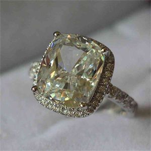 Bague de fiançailles en platine 950 avec diamants taille coussin Super 5 carats Bijoux d'anniversaire
