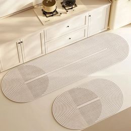 Súper absorbente Mat de piso de cocina Diatomita larga alfombra de cocina alfombras blindables suaves de entrada de baño antideslizatina 240523