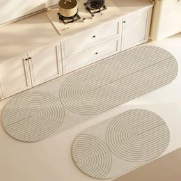 Tapis de cuisine Super absorbant antidérapant en Diatomite, Long et elliptique, ligne Simple, fournitures de salle de bains, 240117