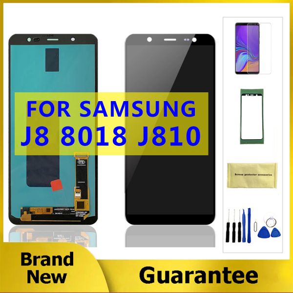 LCD de reemplazo de Super AMOLED para Samsung Galaxy J8 J810 Pantalla con Conjunto Digitizador de pantalla táctil SM-J810g SM-J810F SM-J810Y