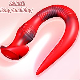 Super anal plug 22 pouces Butt Tail Tail Adult Toys for Women Men Men Gay Prostate Massage anal Dilation Soft Silicone Buttplug 240425