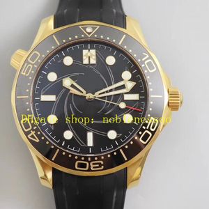 Super automatisch horloge voor VS Factory Cal.8807 Bewegings heren 42 mm zwarte wijzerplaat keramische bezel 300m limited edition gele gouden rubberen bands VSF Men Sport Watches