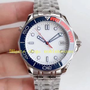 Super automatisch horloge heren 41 mm 300m Diver Limited 007 witte wijzerplaat Lumineuze roestvrijstalen armband om fabriek cal.2507 Beweging OMF Sport Casual Dress Watches