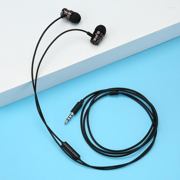 Auriculares Supergraves de Metal, intrauditivos con micrófono, color negro, con enchufe de 3,5mm, adecuados para reproductor de MP3 y teléfono inteligente