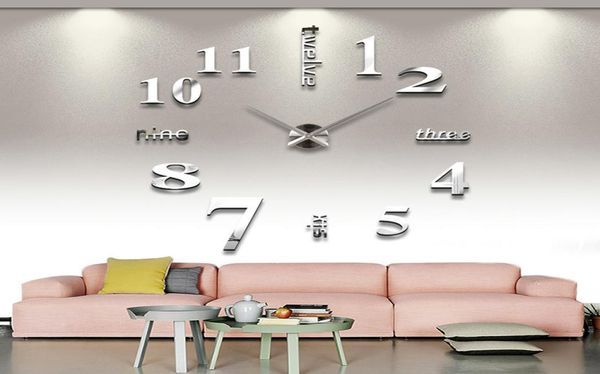 Super grand bricolage mural horloge acrylique evr miroir de métal montres numériques personnalisées y2001095350437