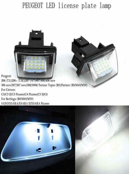 Super Bright 2pcslot 12V 18 LED LICENCIA LÍMEA LA LA LA LÍNEA DE LA LICENCIA DE LA LICENCIA PARA PEUGEOT 206 207 306 CITROEN C3 PICASSO C4 5 XS5936042