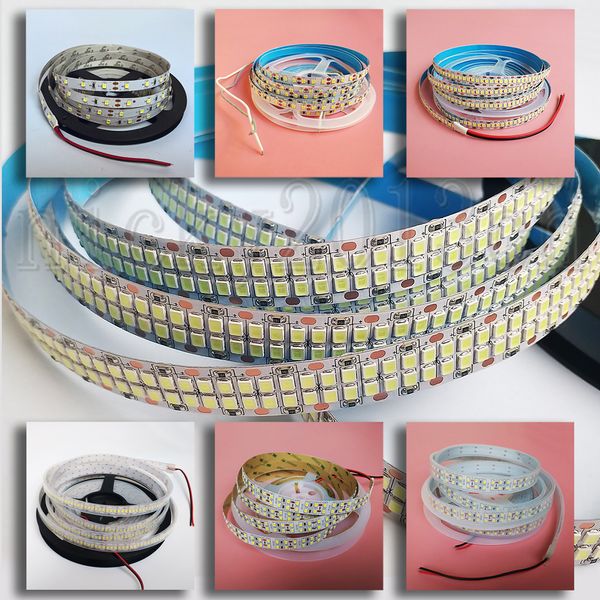 Super Bright 12V 5M 2835 LED Flexible Strip Light Tape Ruban 300LEDs 600LEDs 1200LEDs 2400LEDs Simple Double Rangée IP20 / IP67 Rétroéclairage étanche