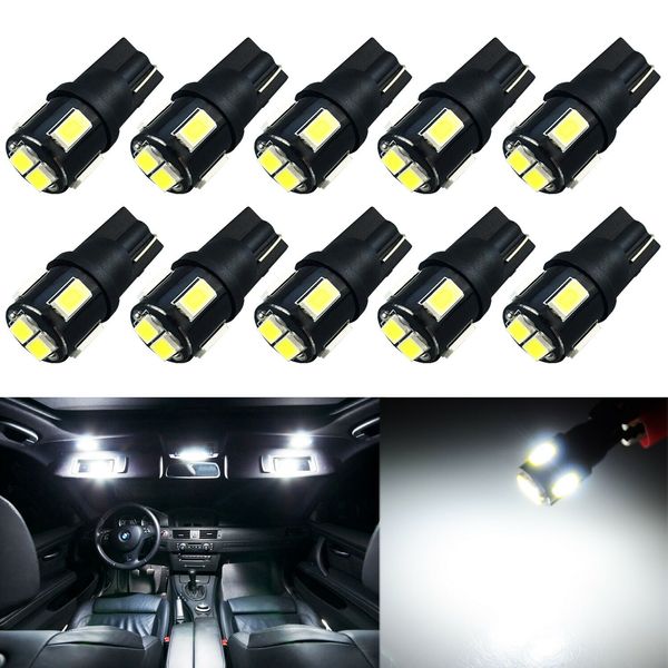 Super brillante 6000K T10 194 168 2825 175 921 912 Socket LED Bombillas luz de la matrícula Bombilla Luz del techo 12V 5630 de la viruta 6SMD