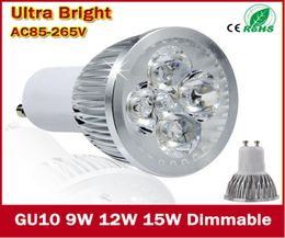 Super Bright 9W 12W 15W E27 MR16 Gu10 LED Bulbes Light 110V 220V DIMMABLE LED Spotlights chauds Blanc LED Downlight6165985