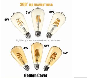 Ampoules à Filament Led E27 Super brillantes, Angle de 360 degrés, st64, lampe Edison 4W/6W/8W, 110-240V, 6 pièces
