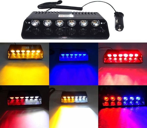 Lumières stroboscopiques LED très brillantes, visière de tableau de bord, pare-brise, avertissement d'urgence 6W ambre jaune bleu rouge blanc 4870216