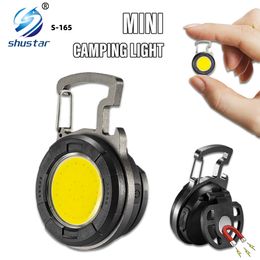 Super heldere mini zaklamp camping licht lantaarn cob sleutelhanger werk licht schijnlicht met sterke magneet en clip waterdicht