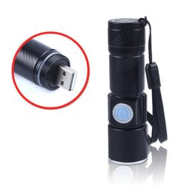 Super heldere USB oplaadbare zaklamp Draagbare mini-tactische fakkels Zaklampen Zaklamp Zoombare lampen voor buiten wandelen kamperen