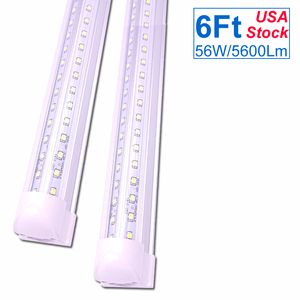 Lampe de magasin à LED blanche super brillante de 6 pieds, éclairage de porte plus froide de 6' 56W, ampoules T8 intégrées connectables de 70
