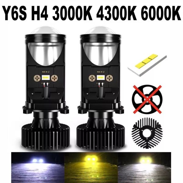 Super brillante Y6 H4 LED faro de coche 6500k lente lámpara automática H4 bombilla de luces antiniebla LHD RHD