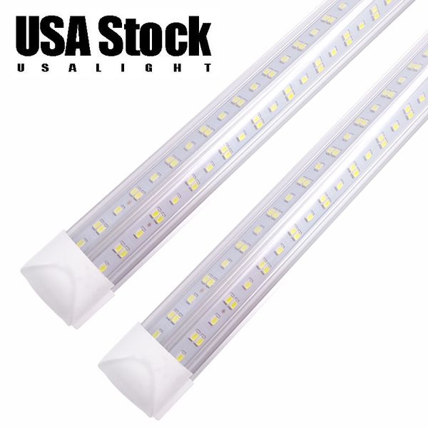 Super Brite White LED Shop Light Tube intégré 8 pieds 72 watts en forme de V Lentille transparente Plug and Play Tube Lighting