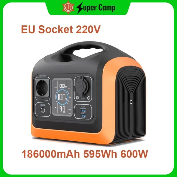 Super Camp générateur solaire 595Wh 600W 220V-240v centrale électrique Portable PD 60W Charge rapide LiFePO4 batterie Drone ordinateurs portables