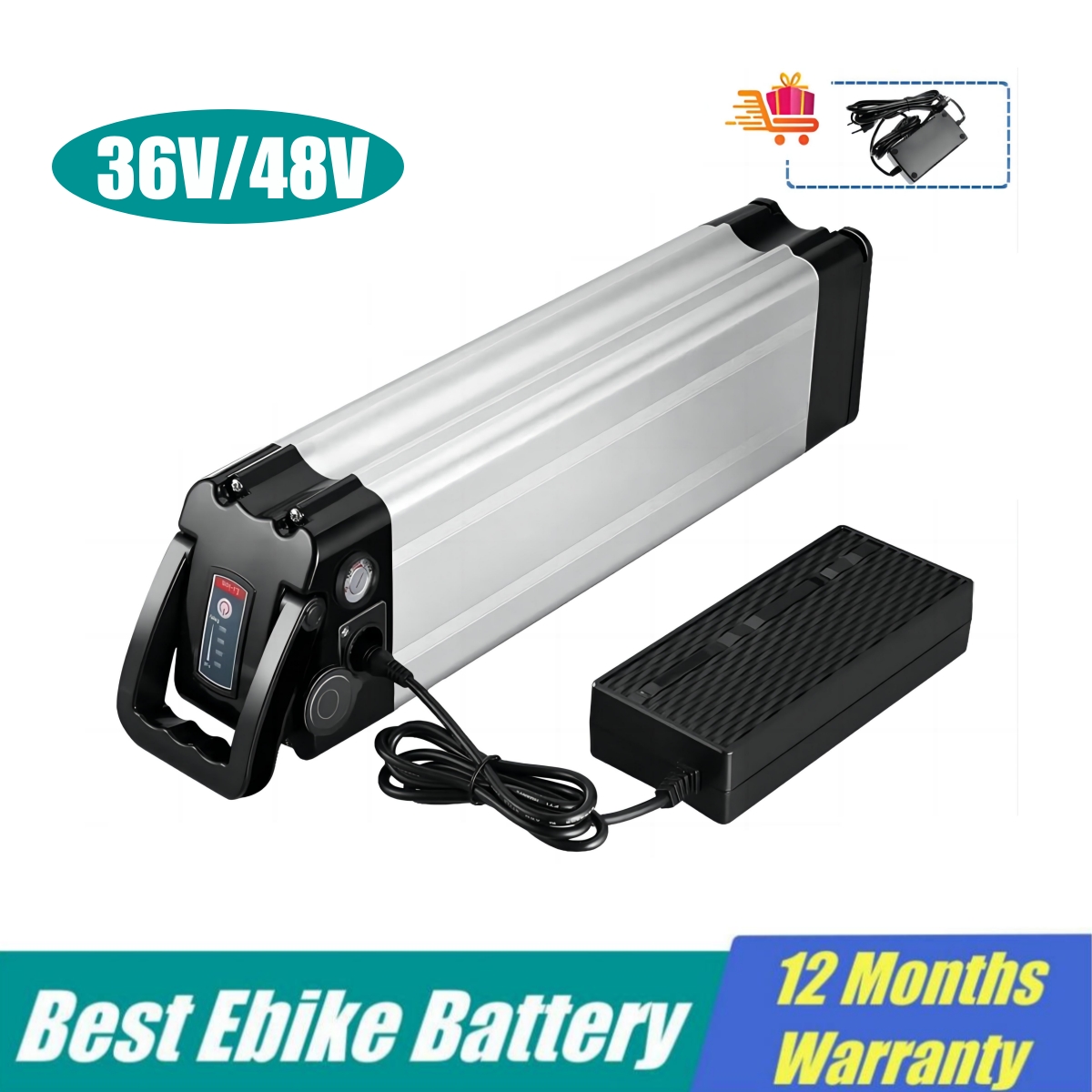 Super capaciteit 48V 36V 20Ah 15Ah 12AH SILVERE VIS BODEMOPLOOI Vouwbare ebike batterij voor 500W 750W 1000W