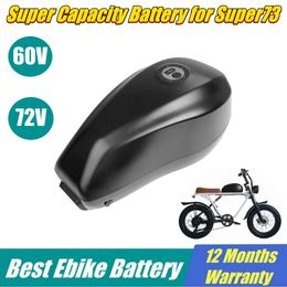 Supercapaciteit ebike batterij 52V 60V tank ebike batterij pack 72V 20Ah 25Ah 30Ah 21700 li-ion fiets akku voor super73 s2 rx elektrische fiets 1500W 2000W met 40a 80a bms