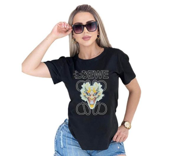 T-shirt à manches courtes en coton super chic Love Tiger Head Imprimer Hot Drill Top Femmes Coton Round Neck Casual T-shirt