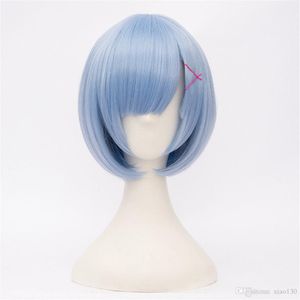 Perruques Super Cosplay Re: La vie dans un monde différent de Zero Blue Rem Anime Hair