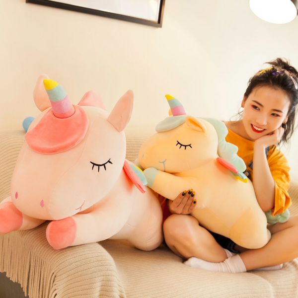 Super mignon ange arc-en-ciel licorne poupée peluche grande taille poupée dormir oreiller cadeau