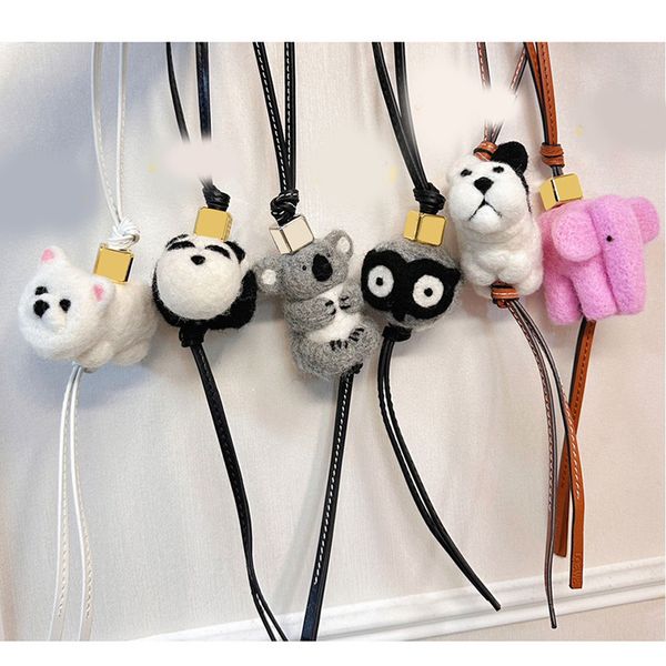 Super mignon Animal en peluche sac pendentif Designer porte-clés pour couple mode Koala Panda pendentifs mignon hibou rose éléphant porte-clés CSD2403016-8