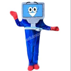 Costumes de mascotte d'ordinateur bleu super mignon cadeaux d'Halloween de carnaval unisexe tenue de publicité extérieure costume de célébration de vacances costume de mascotte de personnage de dessin animé